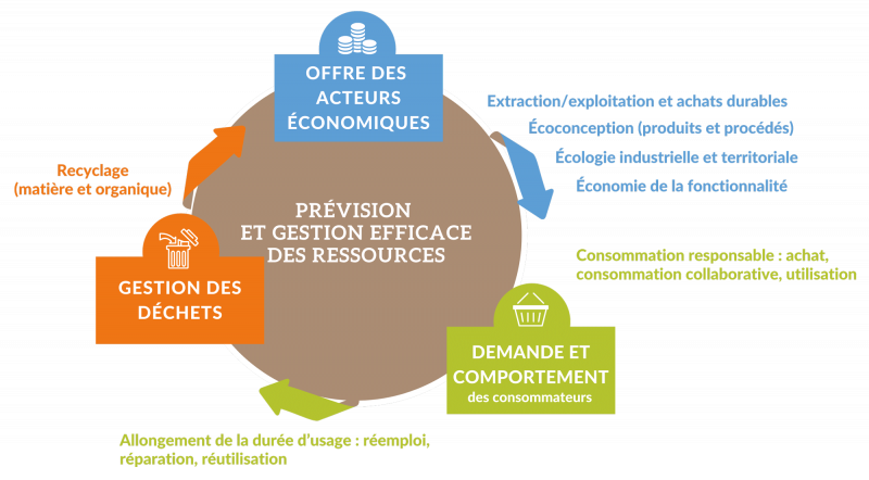 Figure 1. Les domaines et les piliers de l’économie circulaire. 