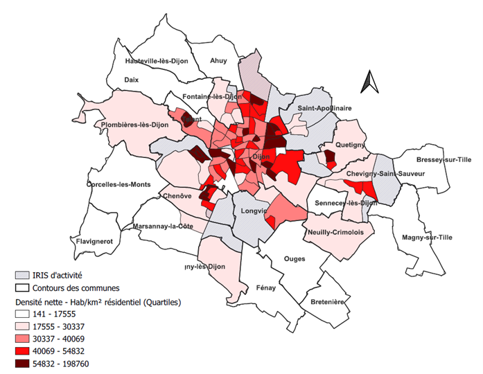 Figure 5. Densité nette des IRIS de la métropole de Dijon (2019)2 
