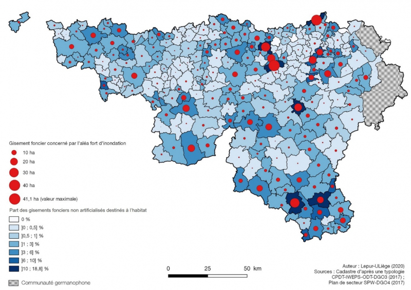 Figure 5. Gisements fonciers disponibles concernés par un aléa d’inondation élevé