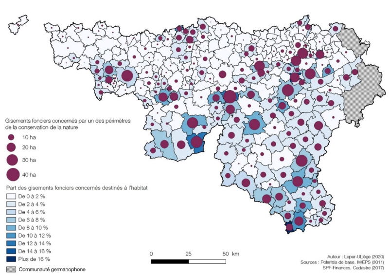 Figure 7. Gisements fonciers disponibles concernés par au moins un des critères de « conservation de la nature »