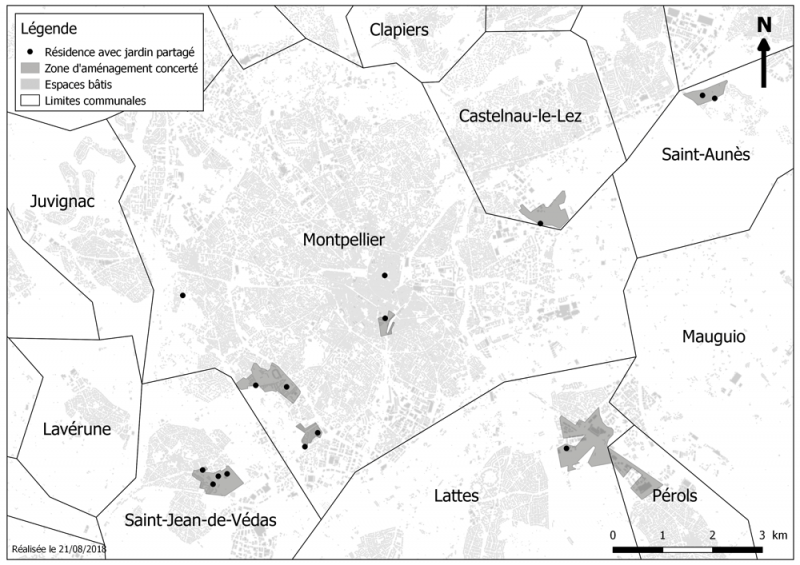 Figure 1. Les résidences avec jardins partagés situées au sein de ZAC. 