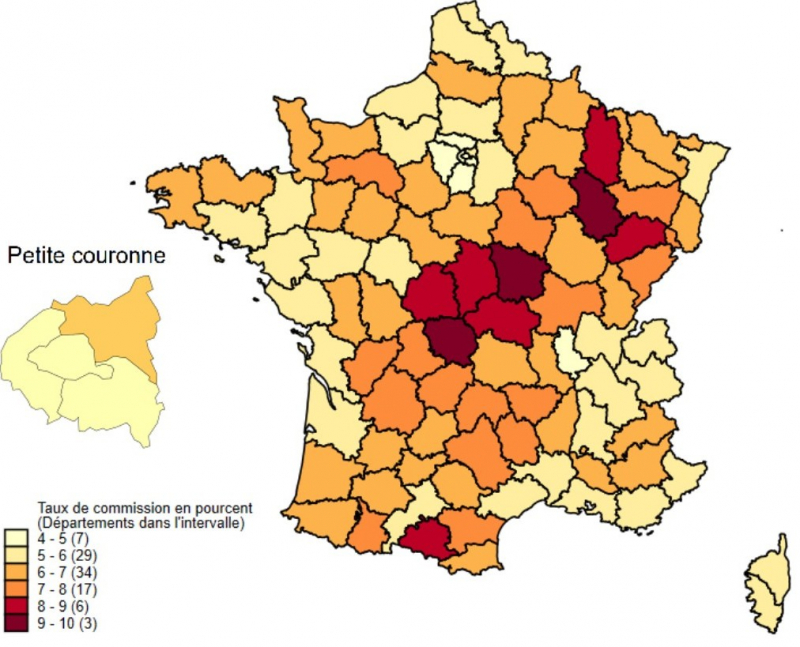 Figure 1. Taux de commission moyen par département en 2021