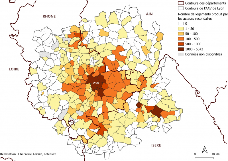 Figure 1b. Localisation de la production de logements des acteurs secondaires de la promotion entre 2014 et 2022