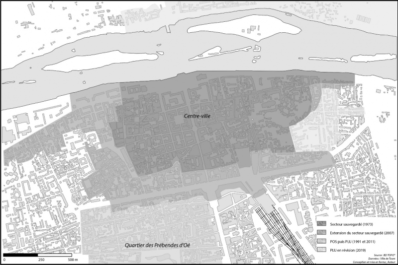 Figure 1. L’imbrication des zonages patrimoniaux à Tours