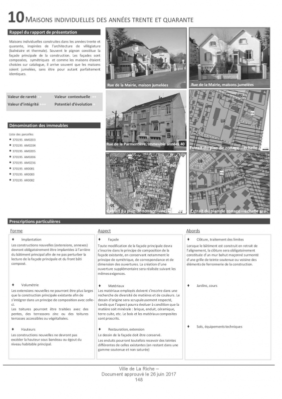Figure 2. Une fiche patrimoine du PLU de la commune de La Riche