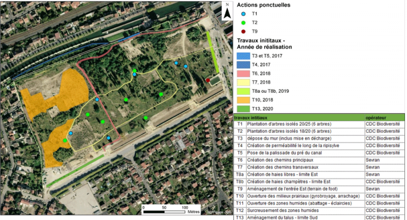 Figure 2. Localisation des travaux initiaux sur la friche Kodak, en fonction de l’année de réalisation prévue.