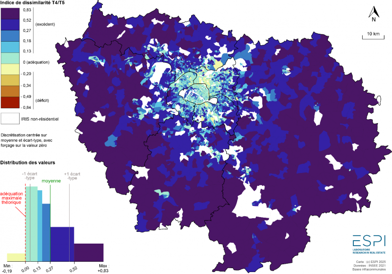 Figure 5. Indice de dissimilarité agrégé pour les T4 et T5 en Île-de-France