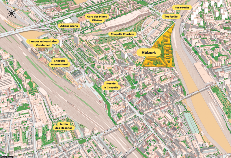 Figure 1. Localisation de l’opération d’aménagement Hébert dans le 18e arrondissement de Paris