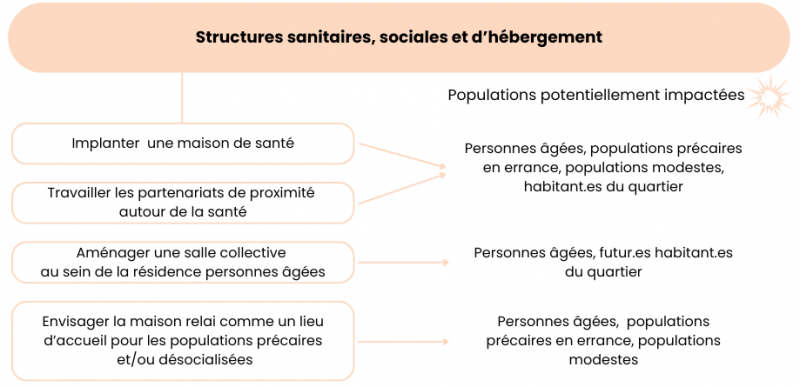 Figure 4. Recommandations en matière de structures sanitaires, sociales et d’hébergement et populations impactées associées