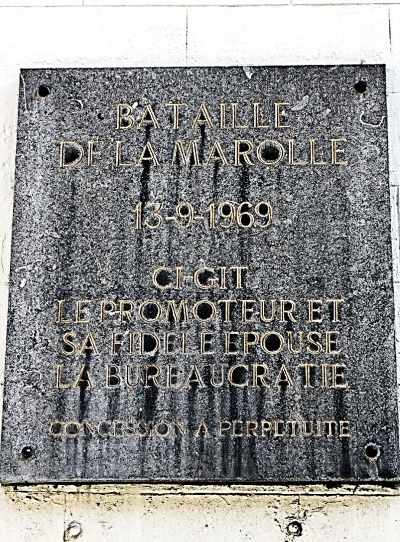 Figure 1. Battle of the Marolles, September 13, 1969: street plaque in the Marolles area (Brussels)