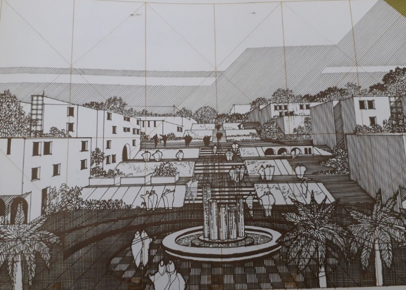 Figure 5. Dessin à l’encre de logements sociaux, Office de promotion et de gestion immobilière (1985).