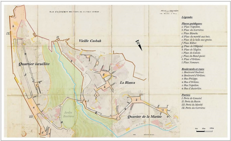 Figure 1. Plan d’alignement des rues d’Oran de 1840 