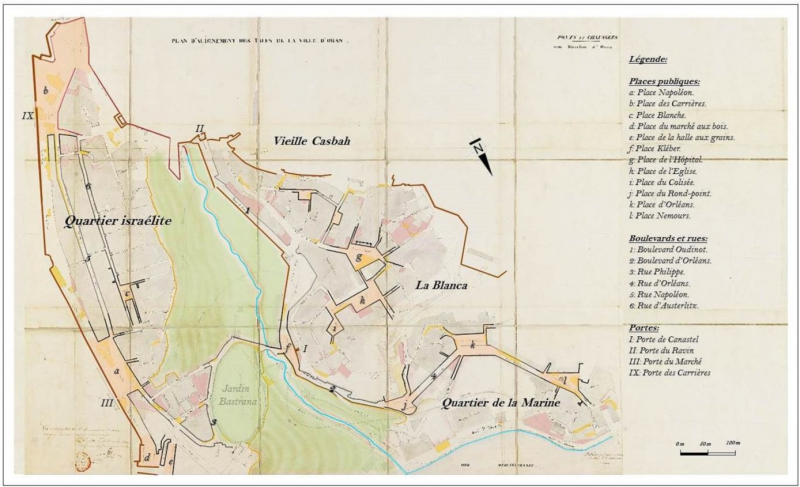 Figure 1. Plan d’alignement des rues d’Oran de 1840