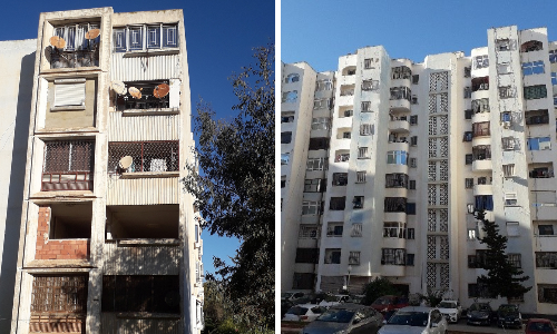 Figure 4. Le balcon noble et la loggia de service dans les bâtiments des années 1950. Logements OPGI et AADL à Oran 