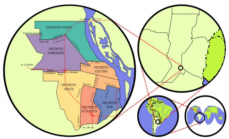 Plano 1. Localización y Distritos de Rosario