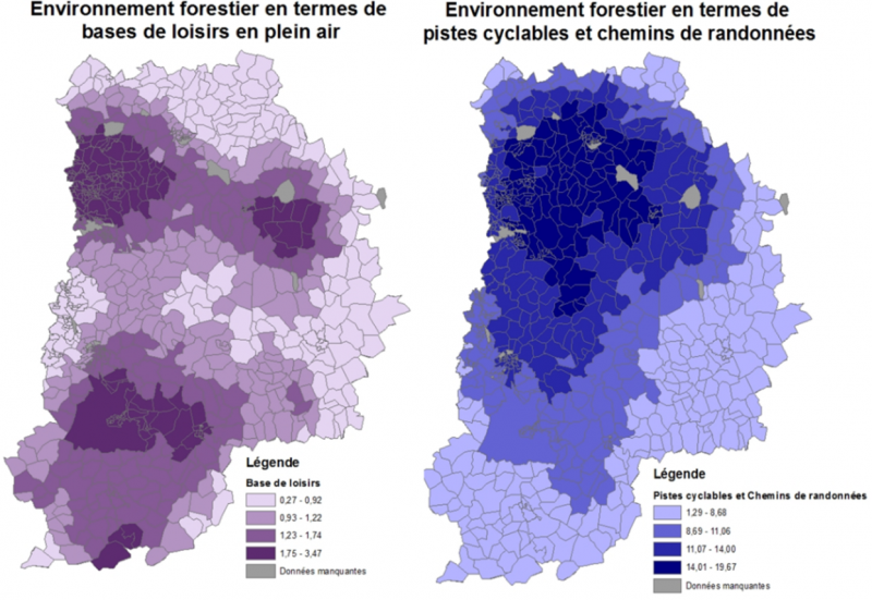 Figure 1. b. Distribution et proximité des services récréatifs des forêts de Seine-et-Marne